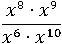 (x^8∙x^9)/(x^6∙x^10)