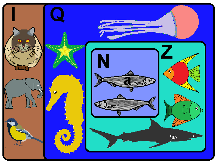 Множества морских (Q) и сухопутных животных I