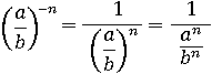 (a/b)^(−n)=1/( a/b )^n