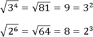 √(3^4)=√81=9=3^2