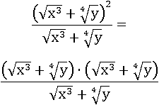 ((√(x^3)+∜y)^2)/(√(x^3)+∜y)